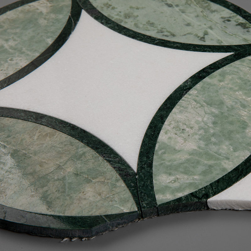 Mosaïque, 41x20,5 cm, marbre vert et blanc, Sweet Osmanthus