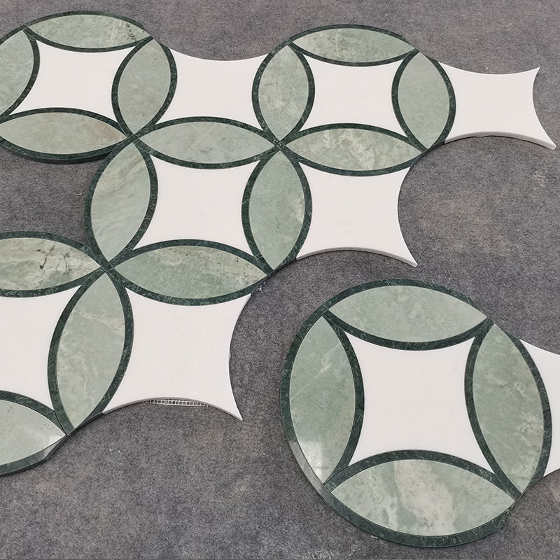 Mosaïque, 41x20,5 cm, marbre vert et blanc, Sweet Osmanthus