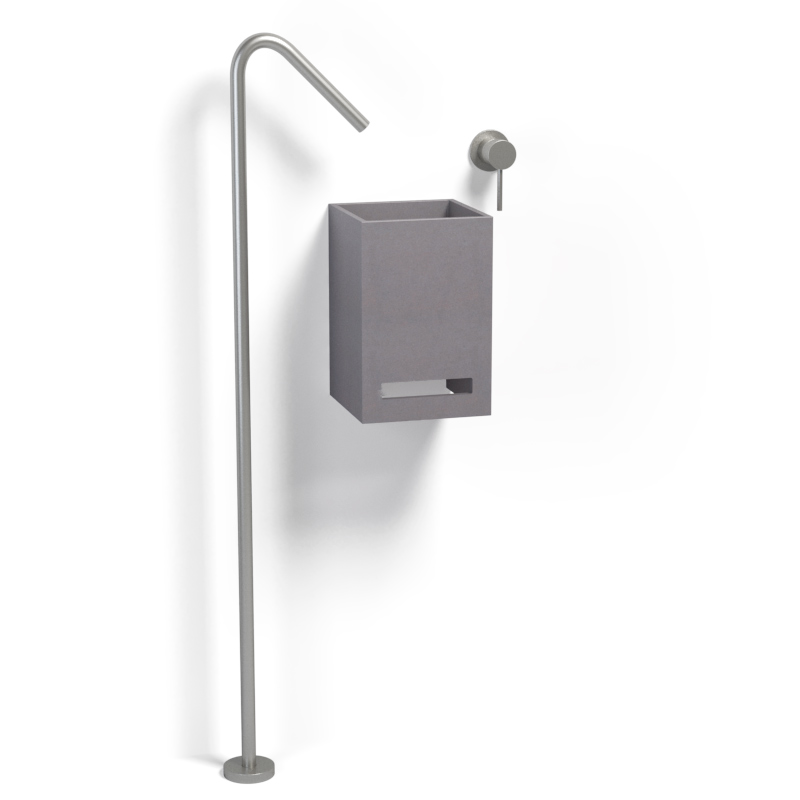 Lave-mains avec porte-serviette, 20x20 cm, gris ciment, T12
