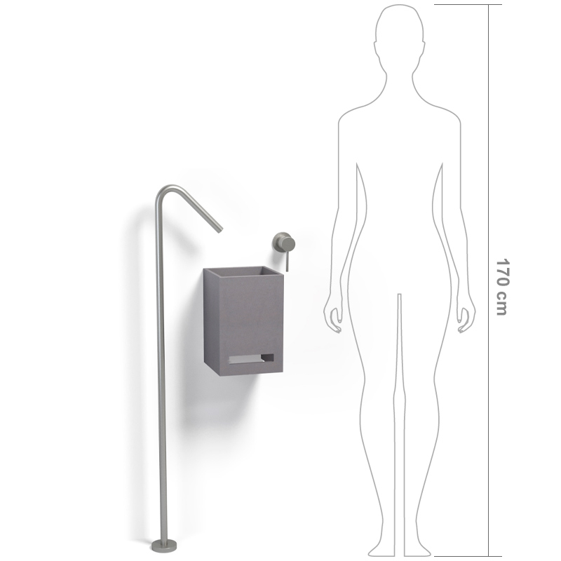 Lave-mains avec porte-serviette, 20x20 cm, gris ciment, T12