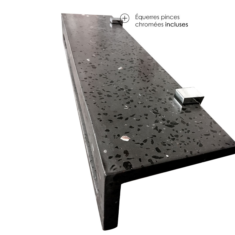 Étagère porte-serviettes en béton, 60 cm, terrazzo blanc, T17