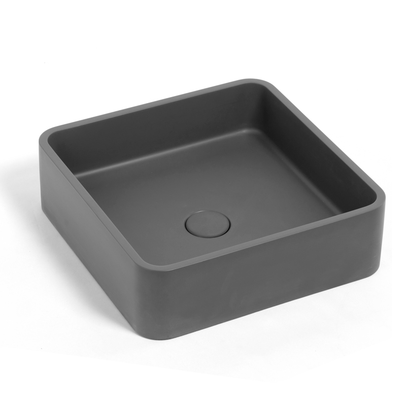Vasque béton carrée, 39x39 cm, gris, T2