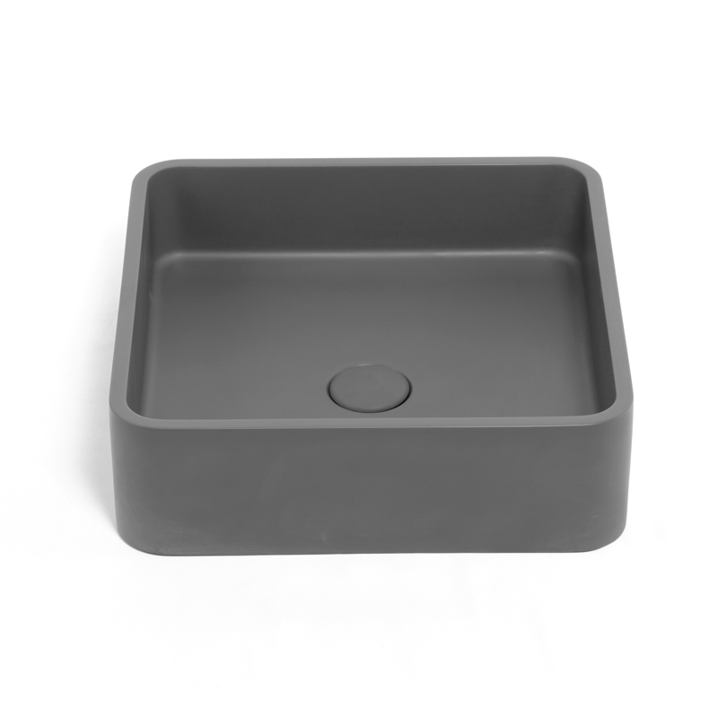 Vasque béton carrée, 39x39 cm, gris, T2