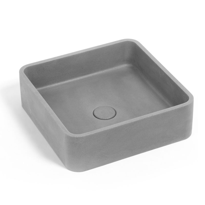 Vasque béton carrée, 39x39 cm, gris, T2