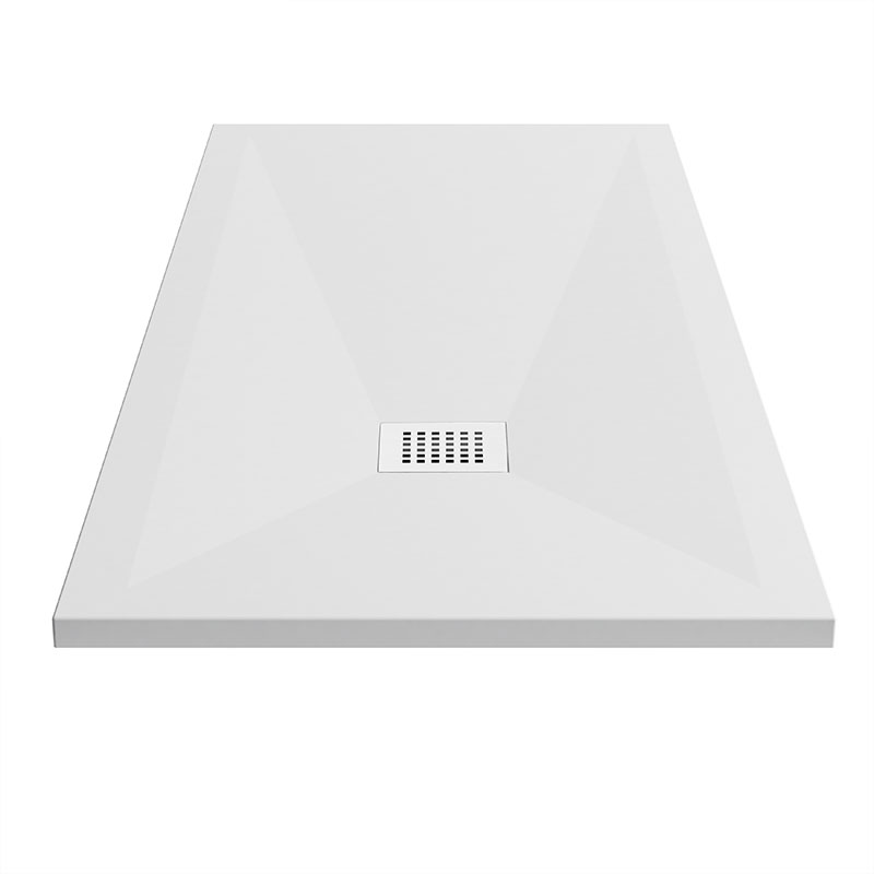 Receveur de douche 70x100 ou 140 cm. Grille blanche, Solid Surface Blanc, Toscane