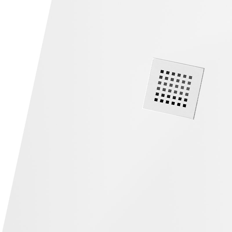 Receveur de douche 70x100 ou 140 cm. Grille blanche, Solid Surface Blanc, Toscane