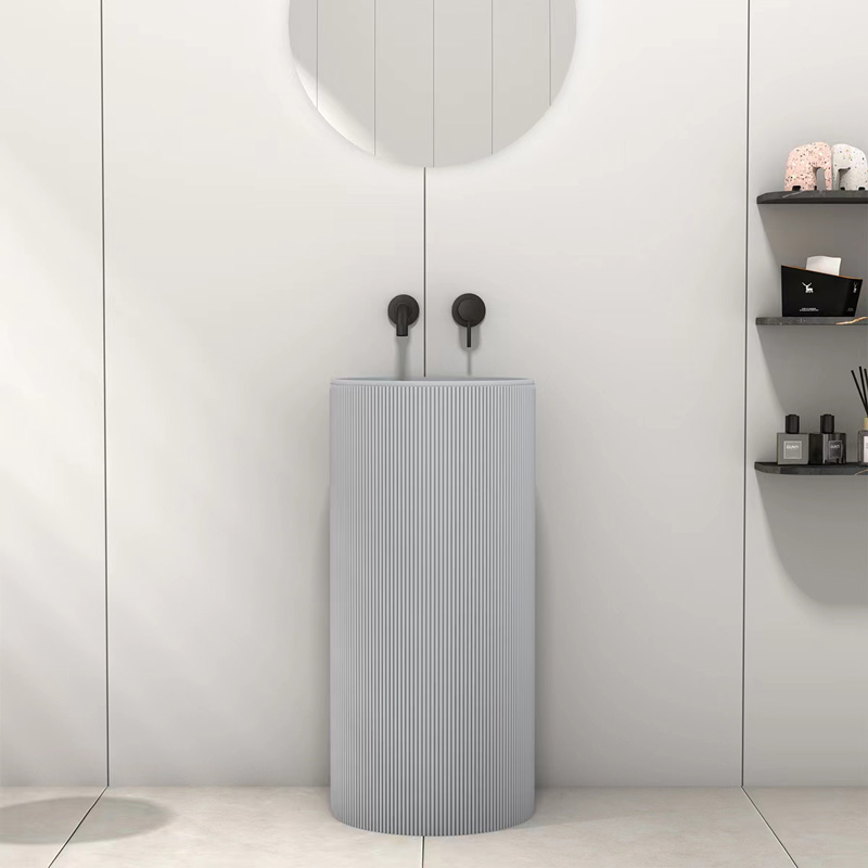 Lavabo à poser béton, 40x85 cm, Gris clair, Totem