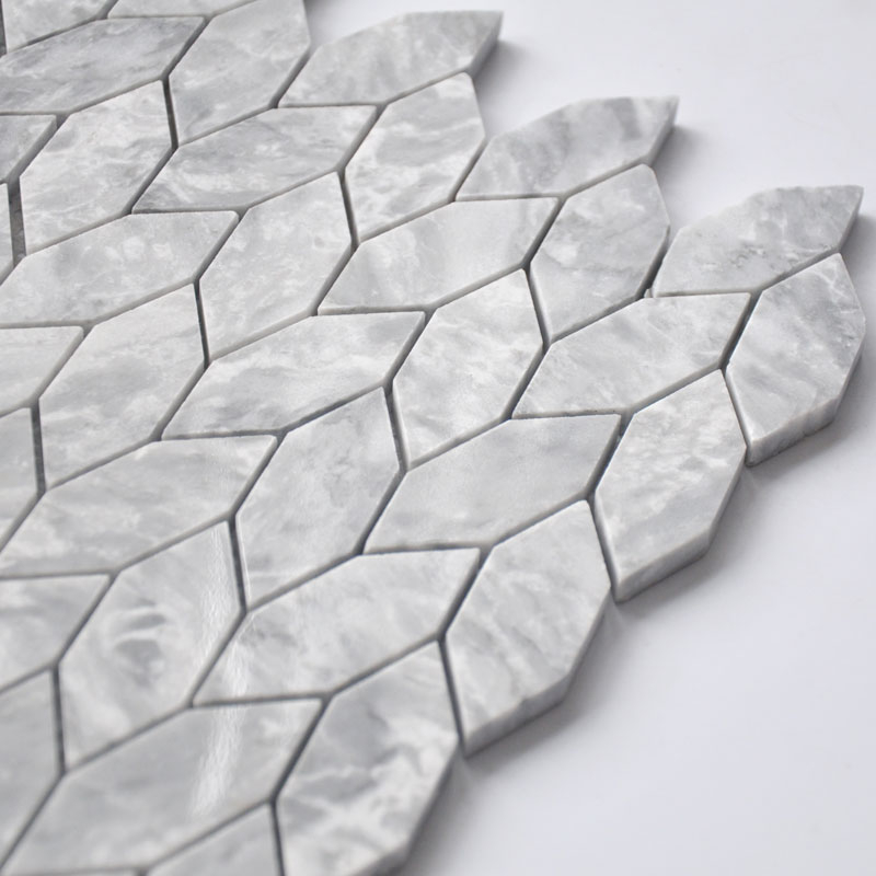 Mosaïque en pierre, 31.5x33 cm, Tressia, gris clair