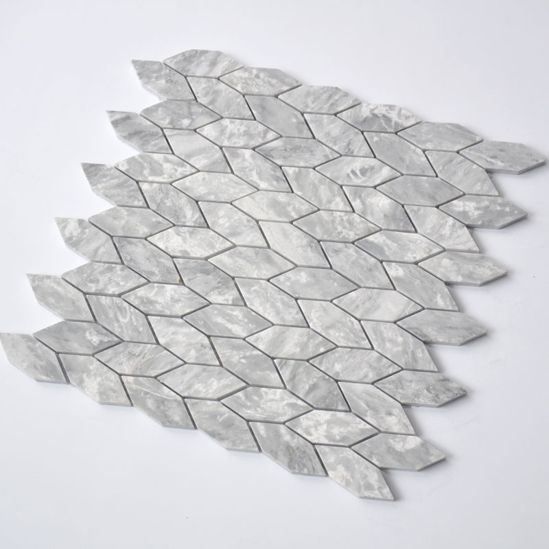 Mosaïque en pierre, 31.5x33 cm, Tressia, gris clair