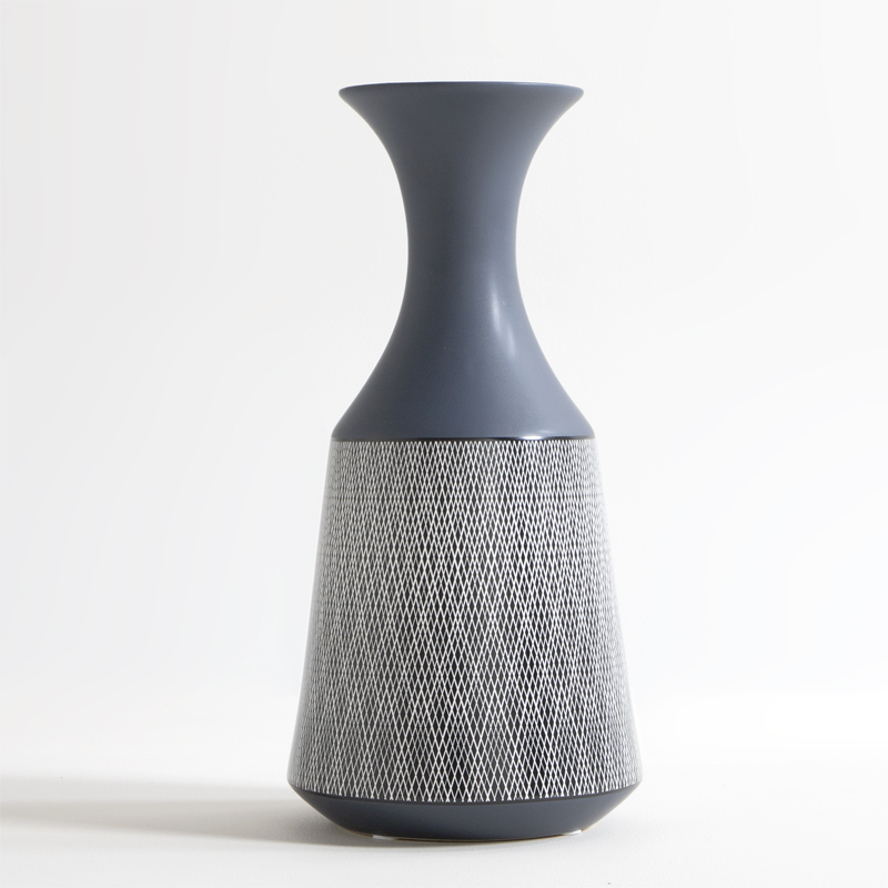 Vase en céramique décorée, Bleu