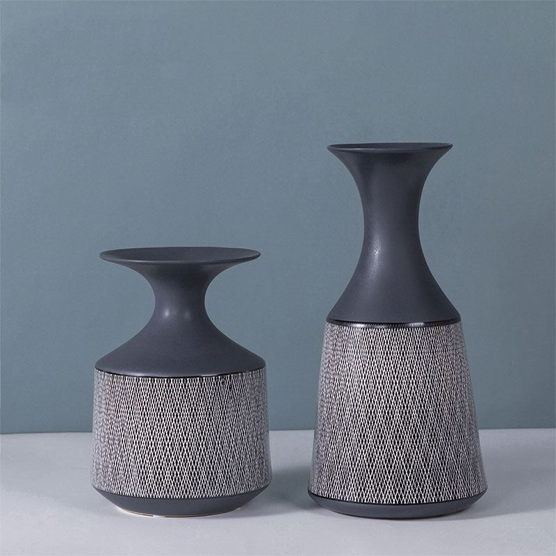 Vase en céramique décorée, Bleu