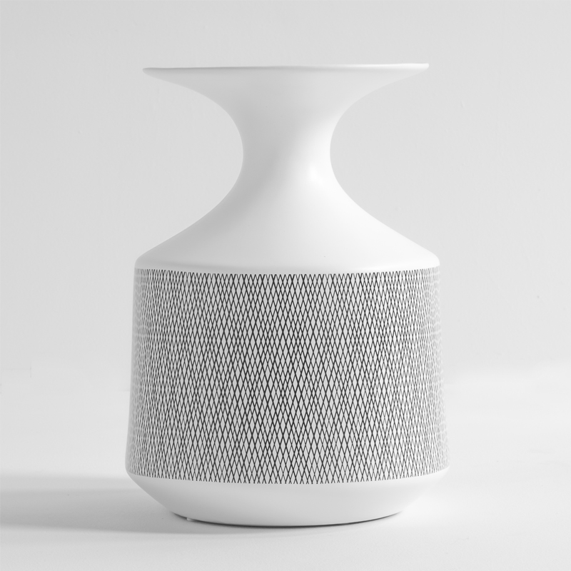 Vase en céramique décorée, Blanc