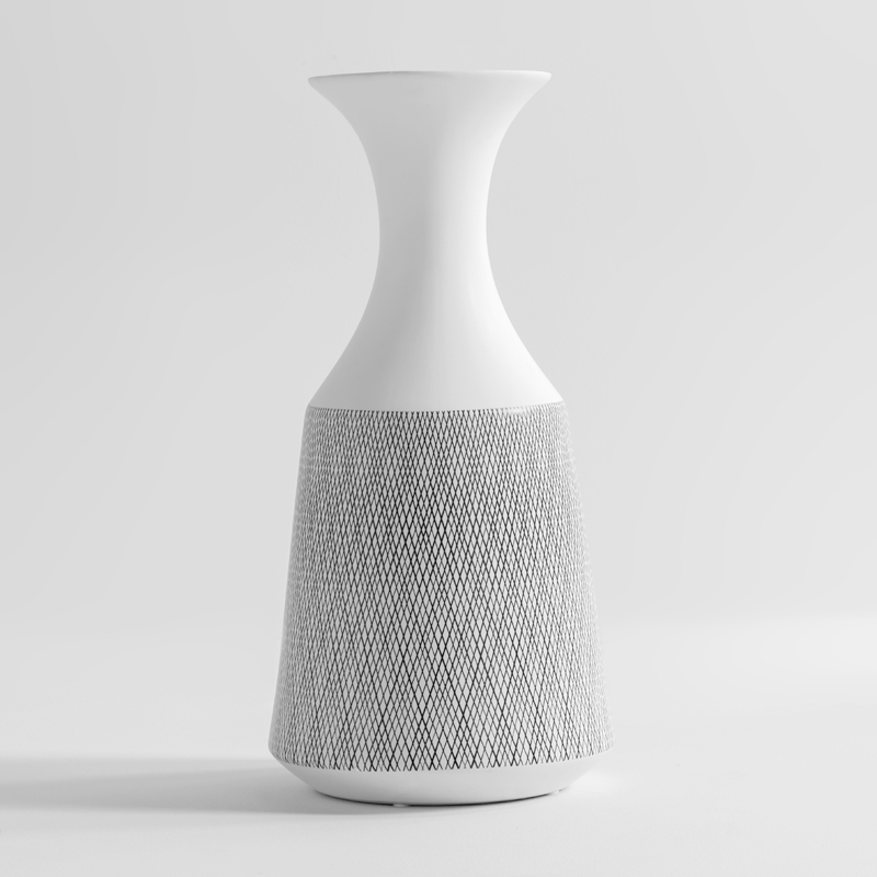 Vase en céramique décorée, Blanc