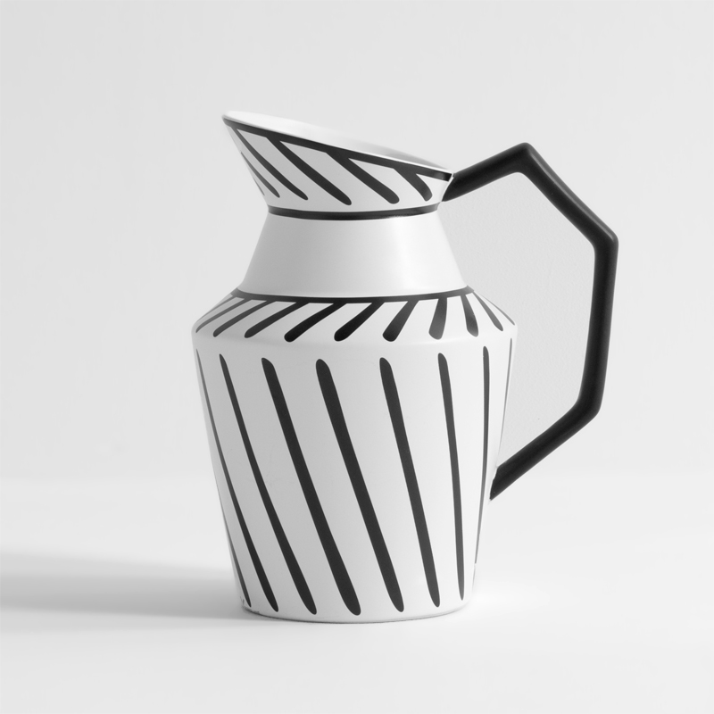 Vase en céramique avec anse, Noir et Blanc