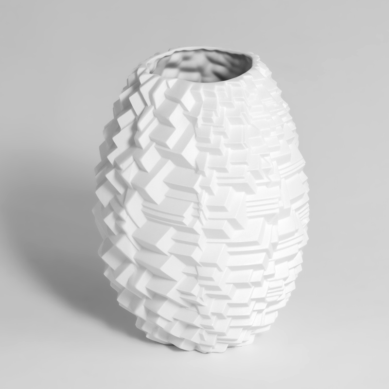 Vase en porcelaine, déstructuré, Blanc