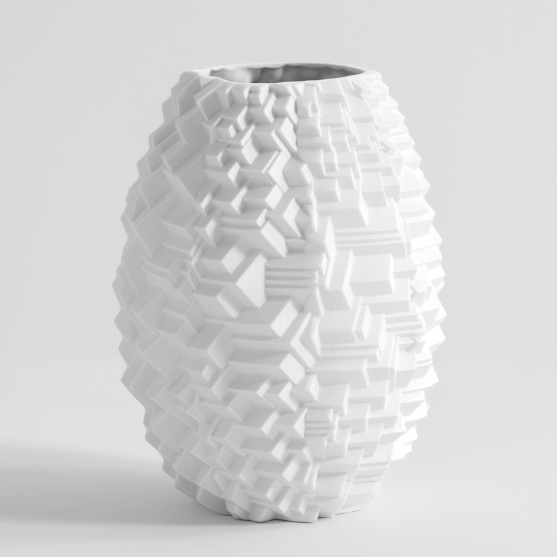 Vase en porcelaine, déstructuré, Blanc
