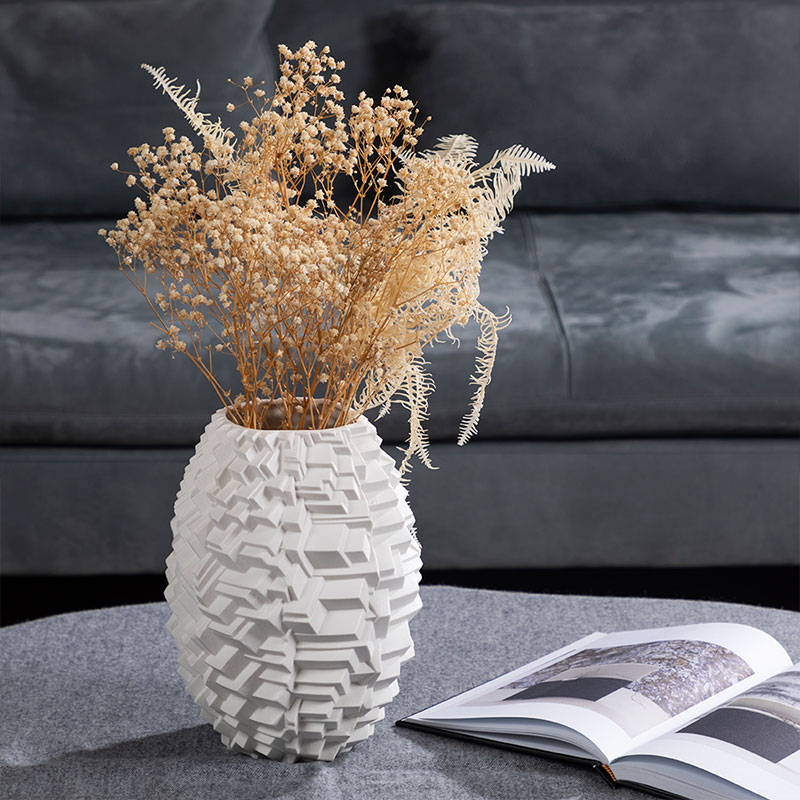 Vase en porcelaine, déstructuré, Blanc