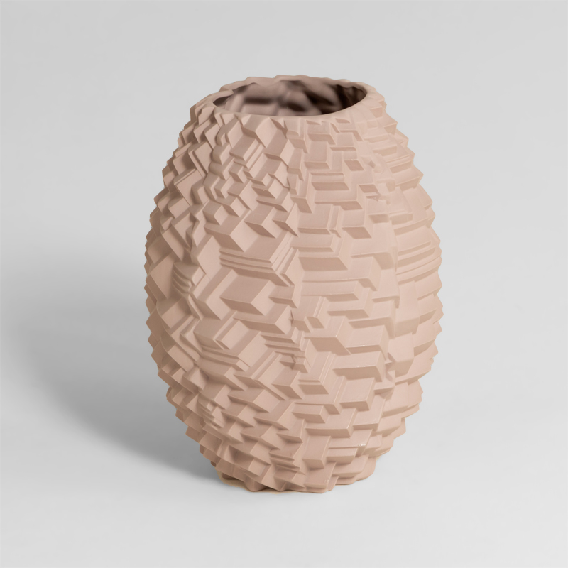 Vase en porcelaine, déstructuré, Rose