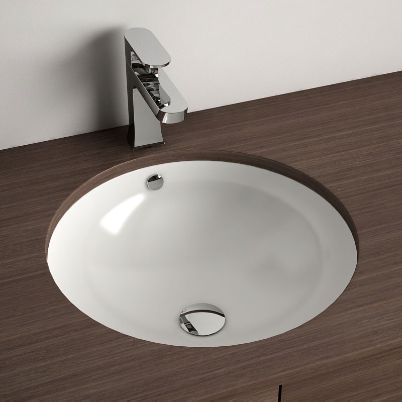 Vasque à encastrer par dessous Ø43 cm ronde céramique, Asako