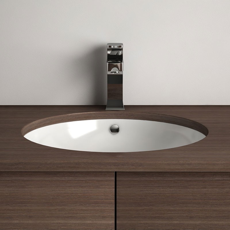 Vasque à encastrer par dessous Ø43 cm ronde céramique, Asako