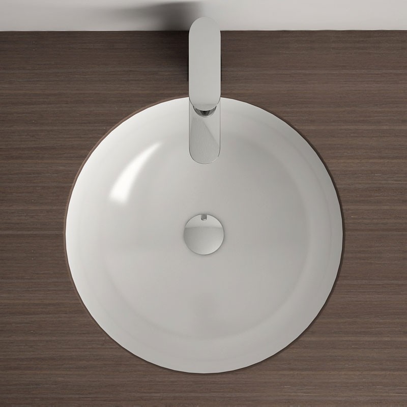 Vasque à encastrer par dessous Ø43 cm ronde céramique, Asako