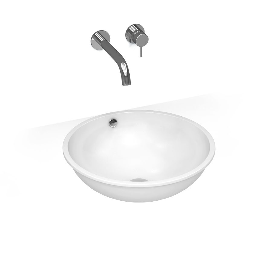 Vasque à encastrer par dessous Ø43 cm ronde céramique, Asako