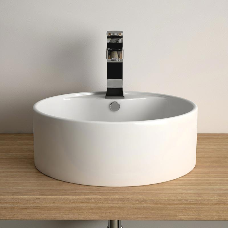 Vasque à poser Ø38 cm ronde en céramique, Asako