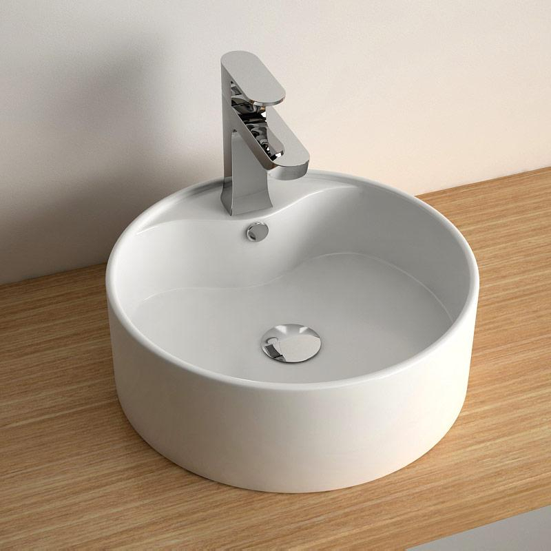 Vasque à poser Ø38 cm ronde en céramique, Asako