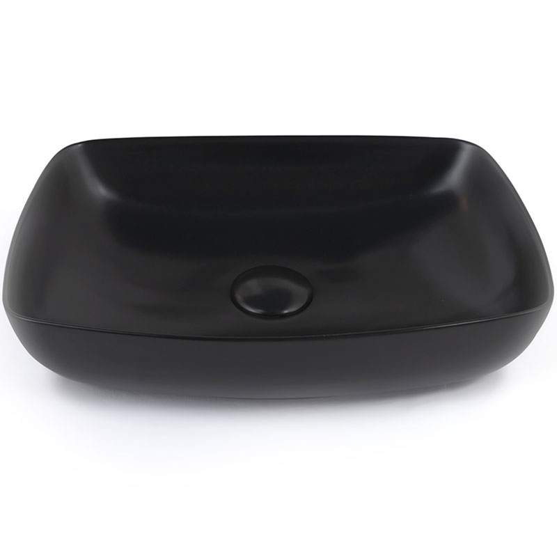 Vasque à poser 54,2 x 38,6 cm rectangulaire, céramique, Noir mat, made in France, Desvres
