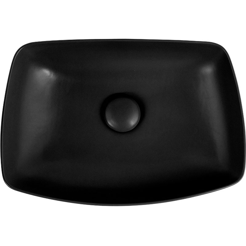 Vasque à poser 54,2 x 38,6 cm rectangulaire, céramique, Noir mat, made in France, Desvres