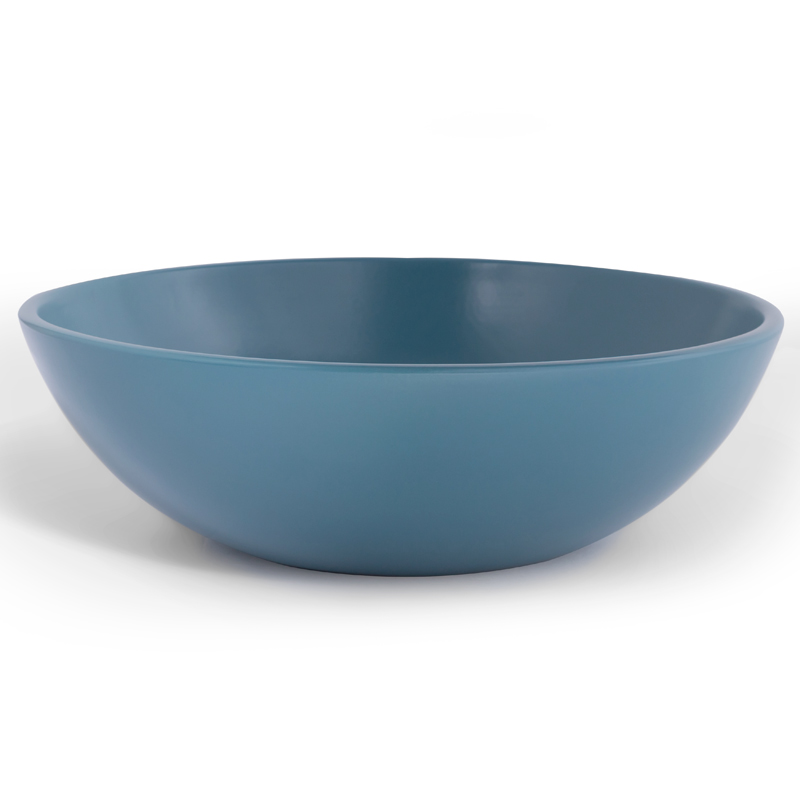 Vasque à poser Ø47,5 cm ronde, céramique, Bleu mat, made in France, Desvres