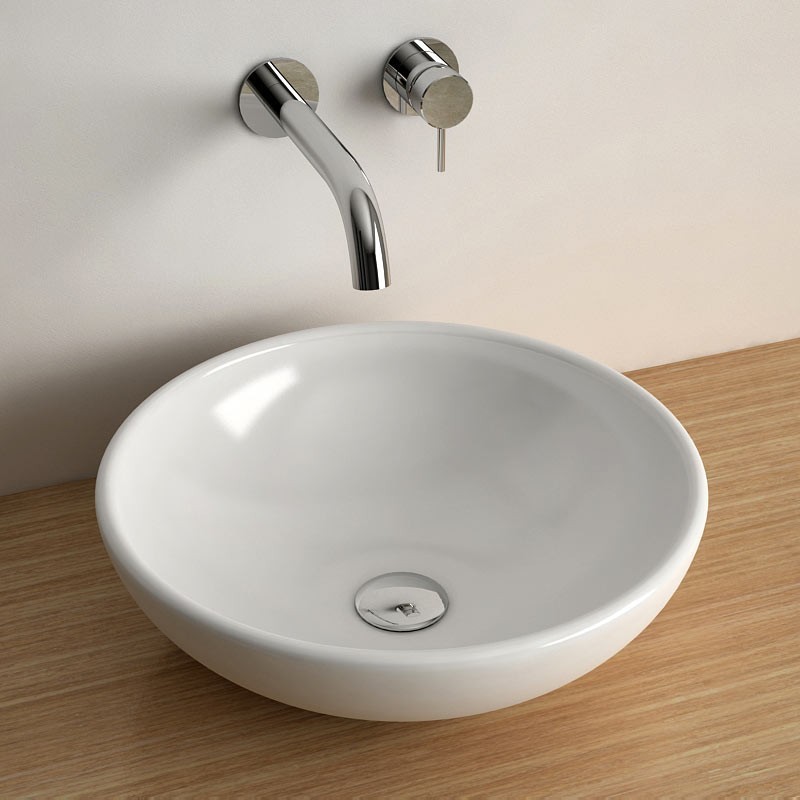 Vasque à poser Ø40 cm ronde bol céramique, Aoki