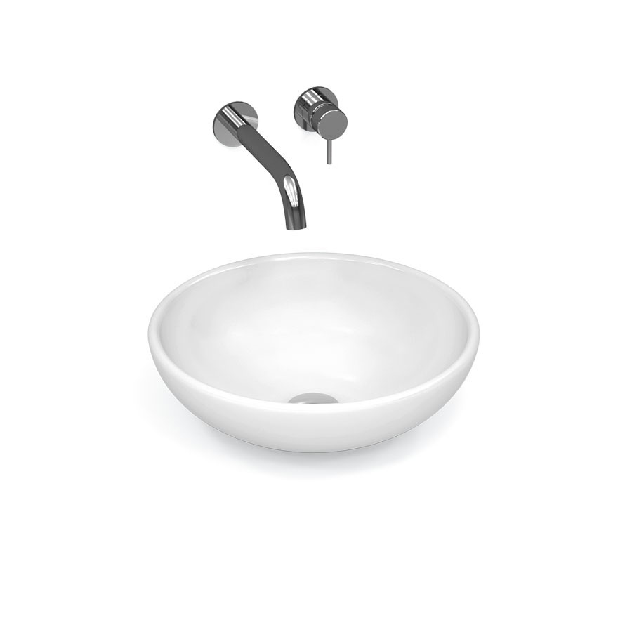 Vasque à poser Ø40 cm ronde bol céramique, Aoki