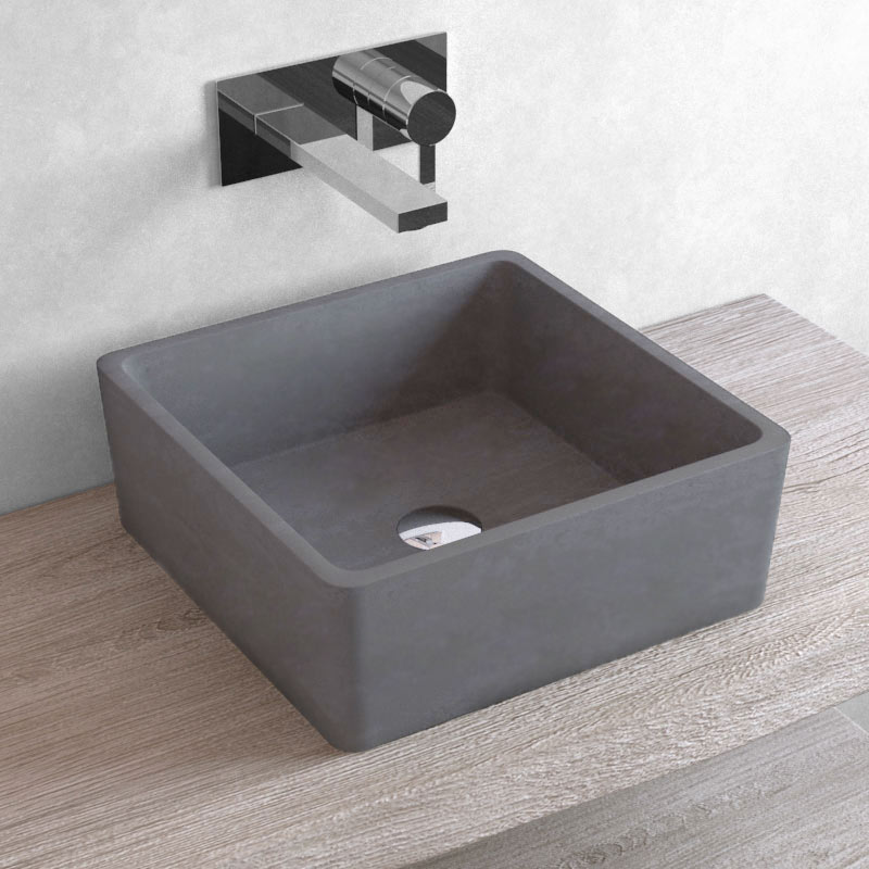 Vasque béton, 38x38 cm, gris anthracite, Cube