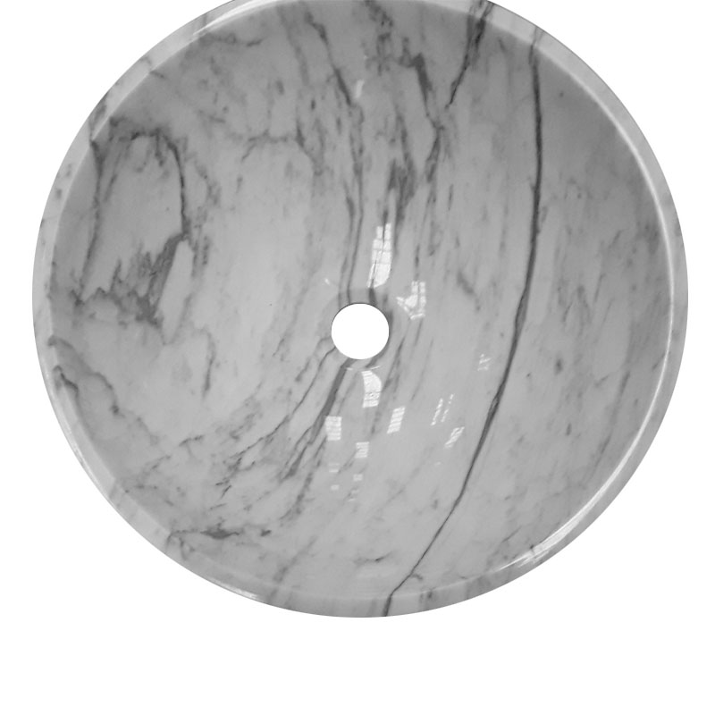 Vasque à poser ronde Ø42 cm, en marbre carrara, Sensa