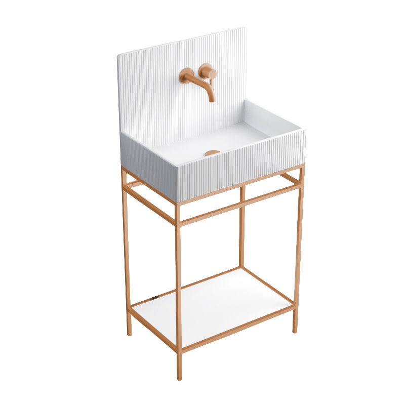 Lavabo sur pieds à poser 60x38 cm, aspect béton blanc, Roneo