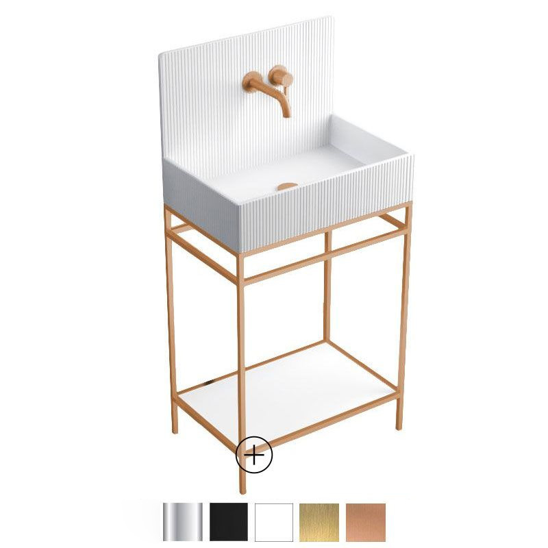 Lavabo sur pieds à poser 60x38 cm, aspect béton blanc, Roneo