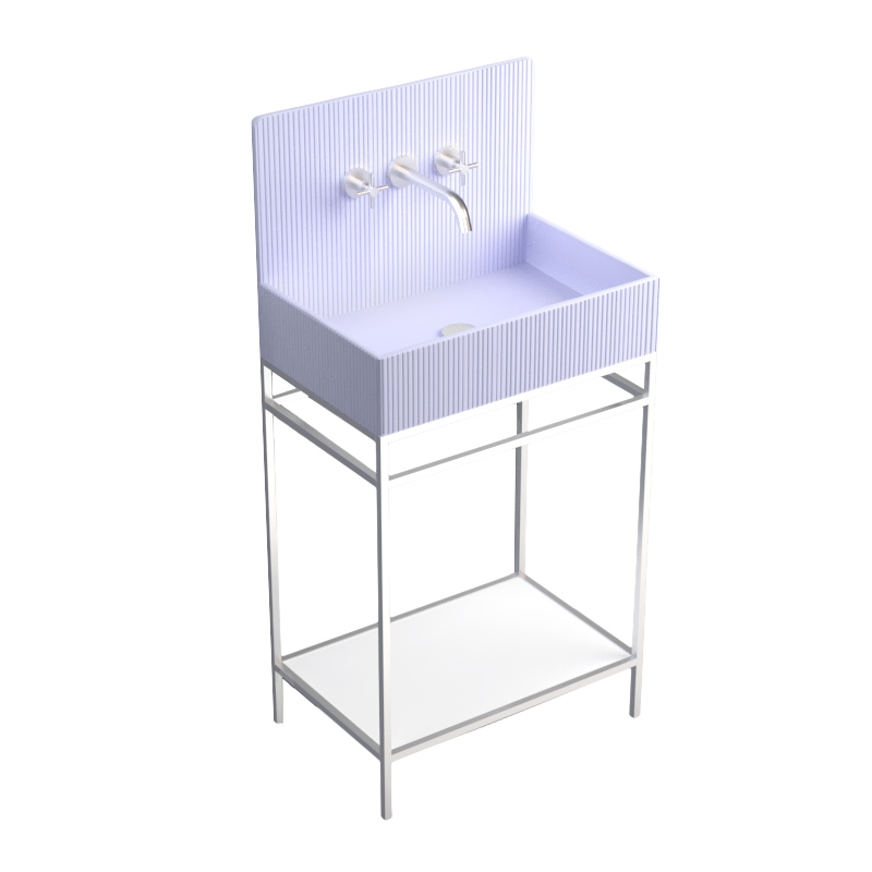 Lavabo sur pieds à poser 60x38 cm, aspect béton bleu, Roneo