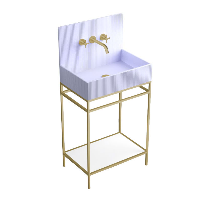 Lavabo sur pieds à poser 60x38 cm, aspect béton bleu, Roneo