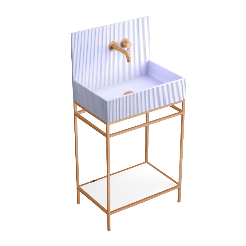 Lavabo sur pieds à poser 60x38 cm, aspect béton bleu, Roneo