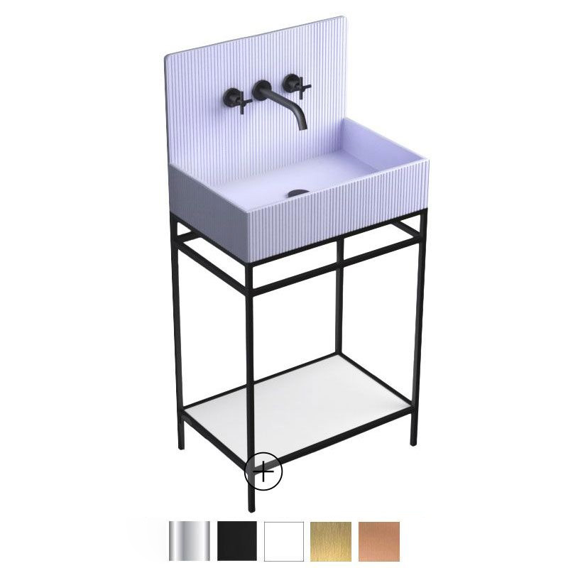 Lavabo sur pieds à poser 60x38 cm, aspect béton bleu, Roneo