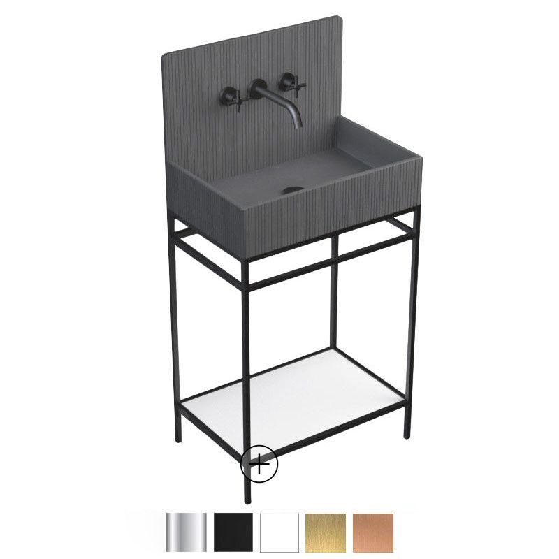 Lavabo sur pieds à poser 60x38 cm, aspect béton gris, Roneo