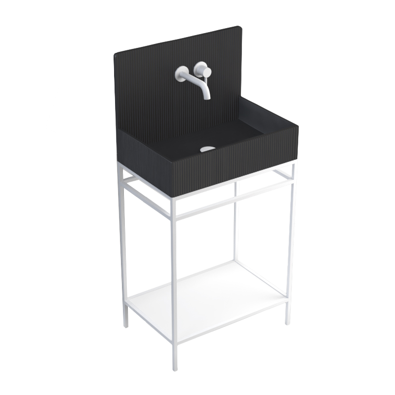 Lavabo sur pieds à poser 60x38 cm, aspect béton noir, Roneo