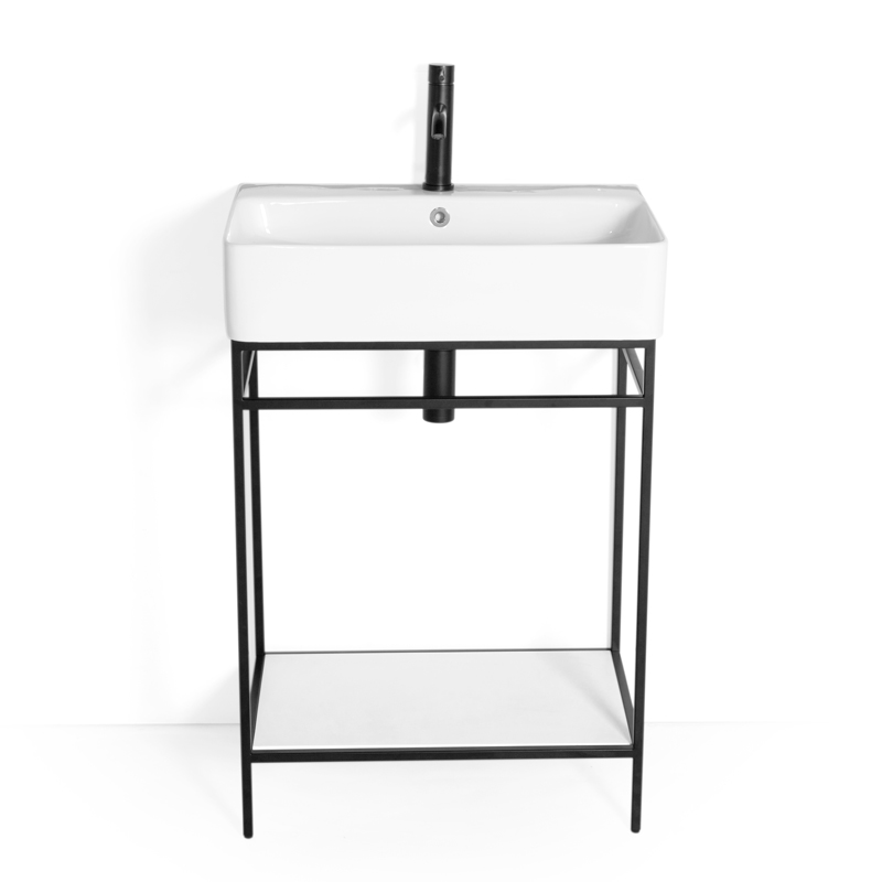 Structure + Vasque, 60x42x88.5 cm, à poser, Noir