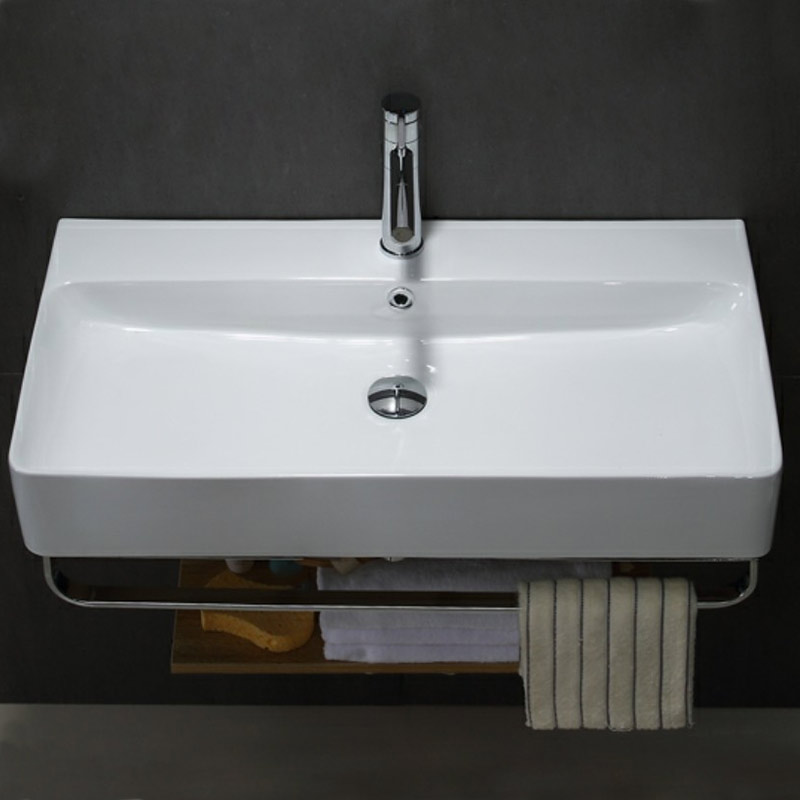 Lavabo suspendu avec porte-serviettes, 52, 60 ou 70 cm, Vera