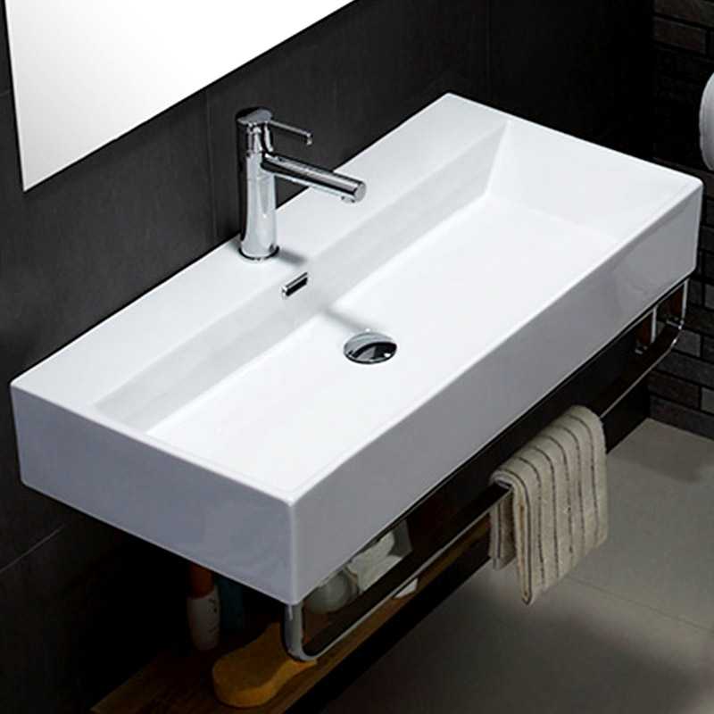 Lavabo suspendu avec porte-serviettes, 100x42 cm, Vera square