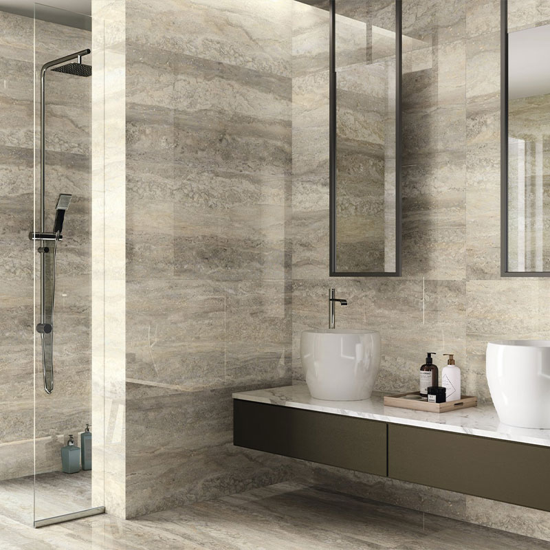 Carrelage sol et mur 60x120 cm Travertino Brescia poli, Wabi Sabi