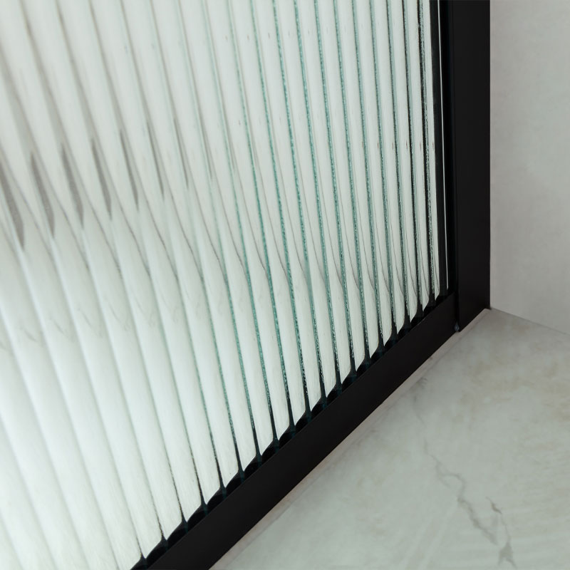 Paroi de douche fixe 100,120 ou 140 cm, verre cannelé avec profilé noir mat, Walk In