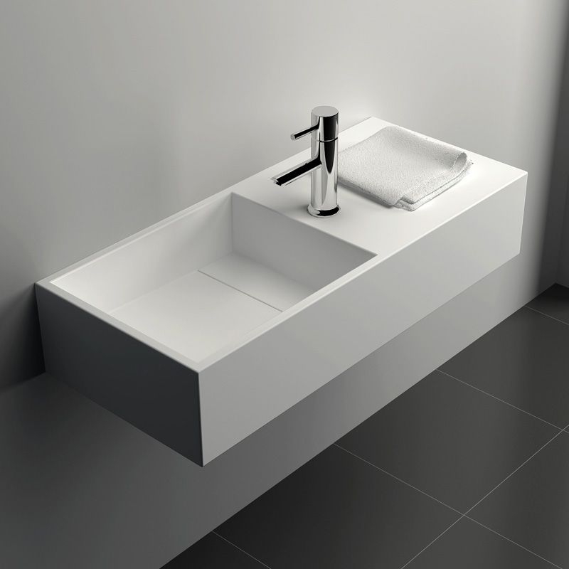 Lavabo suspendu 75X32.5 cm, matière composite minéral