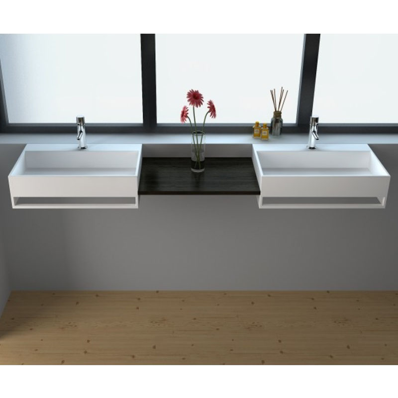 Lavabo suspendu 60 x 40 cm, matière composite, Mineral